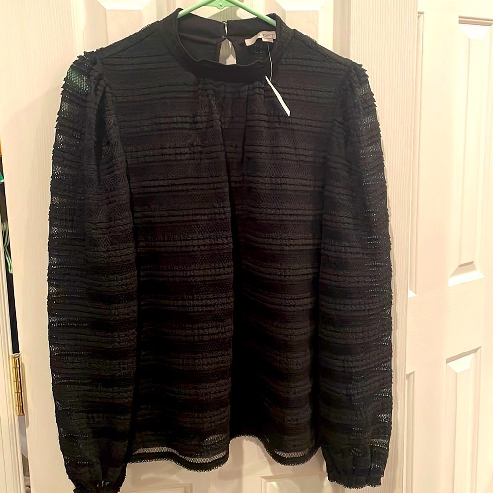 NWT Loft mock neck black blouse